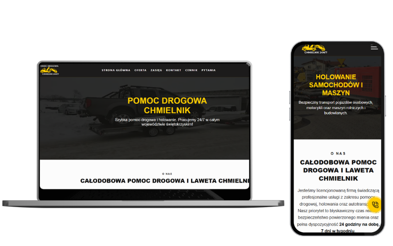 Strona pomocy drogowej wykonana w html css javascript